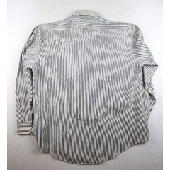 MILI DESIGNS - WOMEN'S GRAY & WHITE STRIPED LONG SLEEVE BUTTON-UP APPLIQUE  - L - Picture 9 of 10